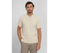 Steel & Jelly Men's Burton - Geo Texture Knitted Polo Shirt in Cream | Size: XL Steel & Jelly Cream XL