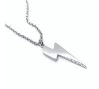 Steel Lightning Bolt Pendant Necklace, Titanium Steel Chain, Industrial Style, Bold Jewellery, Gifts Fashion Design Gift Costume Jewellery