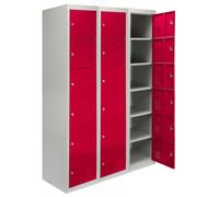 Steel Lockers 6 Door, Lockable Metal Storage Gym School Red - Secure Lock,