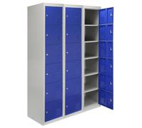 3 x Metal Storage Lockers - Six Doors, Blue - Flatpack Monstershop Blue One Size