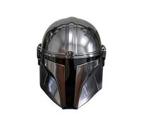 Steel Mandalorian Helmet by Design Handicraft - SCA Medieval Helm for Halloween Costume & Theater Role-Play - Silver, 26.69''