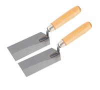Steel Masonry Margin Trowel, 5 x 2 Inch Blade, Wooden Handle, 2 Pack | Professional Construction Tool, For Bricklaying and Concrete Work