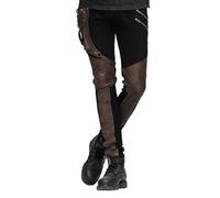 steel master Men's Punk Rock Skinny Jeans Gothic Pants Men with Detachable Skull Pouch Metal Zippers Gothic, Brown, Small