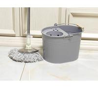 Steel Metal Mop Bucket 13L litres Large Galvanised Industrial Reinforced Thick Heavy Duty Metal Steel Mop Bucket for Office Home General Cleaning (Grey)