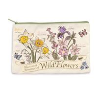 Steel Mill & Co Canvas Pencil Pouch, Floral Zipper Bag for Purse and Cosmetics, 9.75" x 6.5" Cute Pen Case for Flower Lovers (Wildflowers)