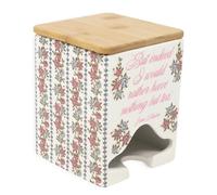 Steel Mill & Co Ceramic Tea Bag Dispenser, Jane Austen Quote | Tea Storage Container with Bamboo Lid for Kitchen Counter, Organizer for Tea Bags, Cute Book Gift for Functional Decor
