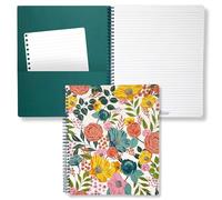 Steel Mill & Co Cute Floral Large Spiral Notebook College Ruled, 11" x 9.5" with Durable Hardcover and 160 Lined Pages, Garden Blooms (Cream)