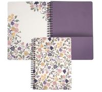 Steel Mill & Co Cute Floral Mini Spiral Notebook, 8.25" x 6.25" Journal with Durable Hardcover and 160 Lined Pages, Purple Vine Ditsy