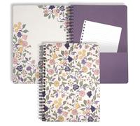 Steel Mill & Co Cute Floral Mini Spiral Notebook, 8.25" x 6.25" Journal with Durable Hardcover and 160 Lined Pages, Purple Vine Ditsy