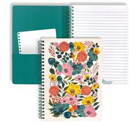 Steel Mill & Co Cute Floral Mini Spiral Notebook, 8.25" x 6.25" Journal with Durable Hardcover and 160 Lined Pages, Garden Blooms (Cream)