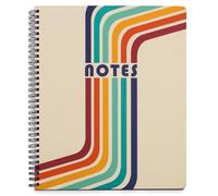 Steel Mill & Co Cute Large Spiral Notebook College Ruled, 11" x 9.5" with Durable Hardcover and 160 Lined Pages (Retro Stripe)