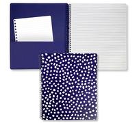Steel Mill & Co Cute Large Spiral Notebook College Ruled, 11" x 9.5" with Durable Hardcover and 160 Lined Pages, Navy Dots