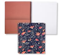 Steel Mill & Co Cute Large Spiral Notebook College Ruled, 11" x 9.5" with Durable Hardcover and 160 Lined Pages, Floral Vines