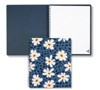 Steel Mill & Co Cute Large Spiral Notebook College Ruled, 11" x 9.5" with Durable Hardcover and 160 Lined Pages (Leopard Daisy)