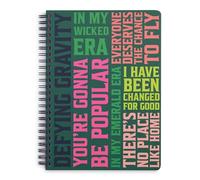 Steel Mill & Co Cute Mini Spiral Notebook for Theater Lovers, 8.25" x 6.25" Journal with Durable Hardcover and 160 Lined Pages, Wicked Word Art