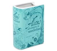 Steel Mill & Co Original Book-Shaped Decorative Vase, Ceramic Vases for Home Decor, Cute Bookshelf Decor, Unique Vase for Book Lovers (Small - Alice's Adventures in Wonderland, Blue)