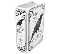 Steel Mill & Co Original Large Book-Shaped Decorative Vase, Ceramic Vases for Home Decor, Cute Bookshelf Decor, Unique Vase for Book Lovers (The Raven - White)