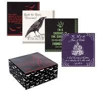 Steel Mill & Co Paper Napkins with Holder, Scary Book Inspired Halloween Party Napkins Set with Gothic Titles (Dracula, Frankenstein, The Raven, The Fall of the House of Usher)