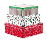 Steel Mill & Co. Square Tin Cookie Set of 3, Snowflake