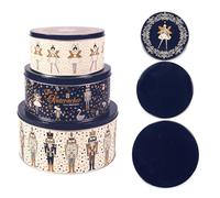 Steel Mill & Co Tin Containers with Lids, 3 Pack Christmas Cookie Tins, Festive Cookie Tins for Gift Giving & Holiday, Large Medium Small (The Nutcracker)