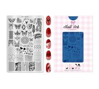 Steel Nails Art Stamp Plate with Checkered & Floral Patterns Professional Manicure Stamping Tool Checkered Stripes Nails Mold Nails