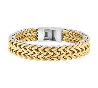 STEEL NATION JEWELRY Franco Link Mens Two-Tone Silver and Gold Polished Stainless Steel Bracelet - 8.25" Metal, Not Known