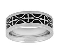 STEEL NATION JEWELRY Men’s Stainless Steel 8mm Black Celtic Cross Wedding Band Ring, Metal, No Gemstone
