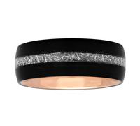 STEEL NATION JEWELRY Men’s Tantalum Carbide 8mm Black Satin Finish w/Iced Enamel Center & Rose Gold Tone Interior Wedding Band, Metal, No Gemstone