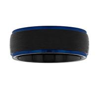 STEEL NATION JEWELRY Men’s Tantalum Carbide 8mm Black Wire Brushed Finish w/Step Edge & Black Interior Wedding Band, Mens Ring, Metal, No Gemstone