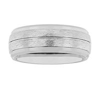STEEL NATION JEWELRY Men’s Wedding Band Ring Tantalum Carbide 8mm Silver Grey Frozen Satin Finish with Grooved Center Size 9.5