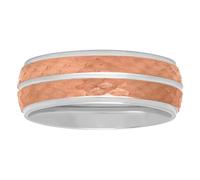 STEEL NATION JEWELRY Men's 8mm Hammered Step Edge Wedding Band Unique & Rugged Styles, metal, no gemstone