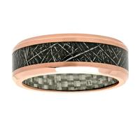 STEEL NATION JEWELRY Men's 8mm Wedding Band with Textured Inlay Modern Designs for Him Choice of Colors, metal, no gemstone