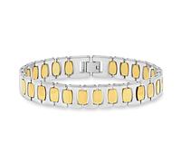 STEEL NATION JEWELRY Men's Two-Tone Tungsten and Titanium Bracelet - Yellow IP, Modern Elegance, 8.5-inch