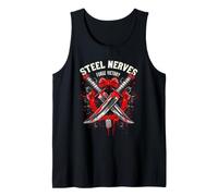 Steel Nerves Forge Victory with Crossed Knives Tank Top