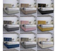 (Steel (No Mattress), 3FT Single (2 Drawers Same Side)) Velvet Aria Divan Bed Set 26" Headboard Mattress & Storage Drawers Reinforced Upholstered Bed
