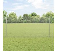 Steel Outdoor Fence Panel Set, Silver, 1.2 x 10 m, UV-Resistant Garden & Yard Fence with 20 Posts, Pet & Dog Animal Barrier for Landscaping