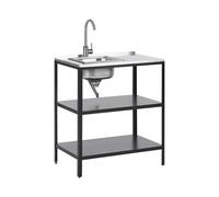 Outdoor Kitchen Island with Sink VILAMA Black Metal