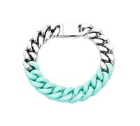 Steel Painted Jointed Colorful Cuban Bracelet - Suitable For Both Men And Women. Hip-hop Style Accessory.(18.5cm,Rhodium Plated)