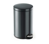 Durable Powder Coated Metal Pedal Bin Round 12 Litre Charcoal 341158