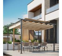 Steel Pergola, 350L cm, Steel, Polyester-Black/Beige