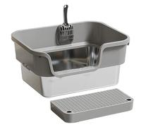 Steel Pet Litter Tray - High Wall Design, Indoor Cat Cat Container, Leak-Proof Feline Container, Solid Metal Cat Toilet Set, Pet Waste Tray