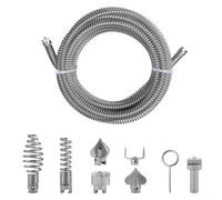 Steel Pipe Cleaning Spiral for Electric Cleaning Machine, 12 mm Diameter with 6 Interchangeable Heads, Flexible Drain Cleaning Tool for Clogged Pipes, Model A without Handle (C)