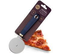 Steel Pizza Cutter Wheel Tool - Sturdy Stainless Steel Construction. Razor Sharp Pizza Slicer, Soft Grip Handle with Safety Finger Guard. Good for Pastry, Pasta, Dough. 5yr Guarantee, Blue and Gold
