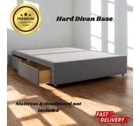 (Steel Plush, 4ft6" Double (without Drawers)) Divan Bed Base Hard Reinforcement Bed Velvet Upholstred Plateform Bed with Storage Drawers