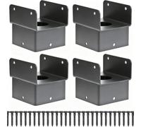 Steel Post Base Bracket for 4x4 Wood Posts with Pre Drilled Holes for Secure Beam and Post Connections in Landscaping and Building Projects (2pc)