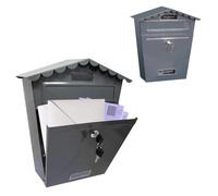 Steel Post Box Large Mailbox - Wall Mounted Parcel Delivery | Powder Coated - For Home Use & Outside on Sheds, Garages, Walls, Gates - Grey Mail Box with 2 Keys | Lockable Letter - Keep Your Mail Safe