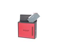 Steel Post Box Wall Mounted Red Door Top Slot Side Lock 2 Keys