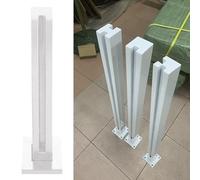 Steel Railing Bracket Set 30cm White Square Fence Post Perfect for Outdoor Use Ideal for Gars & Patios & Fence Solut