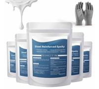 Steel Reinforced Epoxy Putty, Strong Clay Iron Adhesive, AB Two-Part, Waterproof, Heat Resistant, Fast Repair Filler for Metal Wood Ceramic Concrete Tile Plastic PVC Cracks Holes (5pcs)