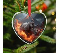 Steel Rhino Christmas Ornaments - Heart Christmas Tree Decorations with Red String, Winter Holiday Keepsake Pendant for Fireplace, Mantel, Wreath Holiday Party Decor (3.1 Inch)